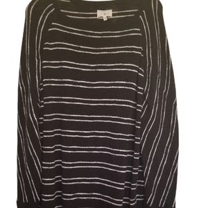 NWOT Lou & Grey black & white stripe cotton blend loose fit sweater Large